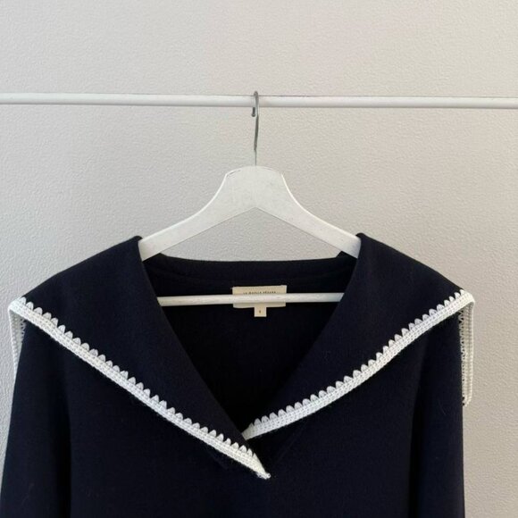 Sezane Naya Jumper Marine with Ecru Details - Picture 9 of 10